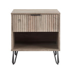 Manhattan Comfort Dumbo Modern 20" Fluted Nightstand in Rustic Gray (1-Drawer)