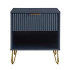 Manhattan Comfort Dumbo Modern 20" Fluted Nightstand in Midnight Blue (1-Drawer)