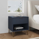Manhattan Comfort Dumbo Modern 20" Fluted Nightstand in Midnight Blue (1-Drawer)