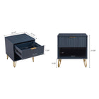 Manhattan Comfort Dumbo Modern 20" Fluted Nightstand in Midnight Blue (1-Drawer)