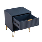 Manhattan Comfort Dumbo Modern 20" Fluted Nightstand in Midnight Blue (1-Drawer)