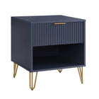 Manhattan Comfort Dumbo Modern 20" Fluted Nightstand in Midnight Blue (1-Drawer)