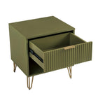 Manhattan Comfort Dumbo Modern 20" Fluted Nightstand in Olive Green (1-Drawer)