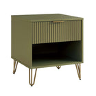 Manhattan Comfort Dumbo Modern 20" Fluted Nightstand in Olive Green (1-Drawer)