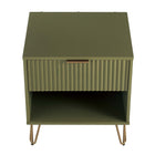Manhattan Comfort Dumbo Modern 20" Fluted Nightstand in Olive Green (1-Drawer)