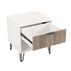 Manhattan Comfort Dumbo Modern 20" Fluted Nightstand in Rustic Gray and White (1-Drawer)