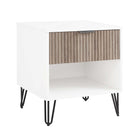 Manhattan Comfort Dumbo Modern 20" Fluted Nightstand in Rustic Gray and White (1-Drawer)