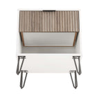 Manhattan Comfort Dumbo Modern 20" Fluted Nightstand in Rustic Gray and White (1-Drawer)