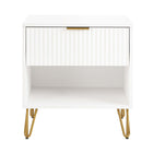 Manhattan Comfort Dumbo Modern 20" Fluted Nightstand in White (1-Drawer)