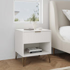 Manhattan Comfort Dumbo Modern 20" Fluted Nightstand in White (1-Drawer)