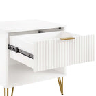 Manhattan Comfort Dumbo Modern 20" Fluted Nightstand in White (1-Drawer)