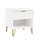 Manhattan Comfort Dumbo Modern 20" Fluted Nightstand in White (1-Drawer)