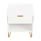 Manhattan Comfort Dumbo Modern 20" Fluted Nightstand in White (1-Drawer)