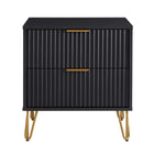 Manhattan Comfort Dumbo Modern 20" Fluted Nightstand in Black (2-Drawer)