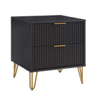 Manhattan Comfort Dumbo Modern 20" Fluted Nightstand in Black (2-Drawer)