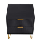 Manhattan Comfort Dumbo Modern 20" Fluted Nightstand in Black (2-Drawer)