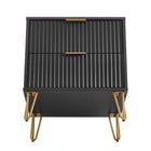 Manhattan Comfort Dumbo Modern 20" Fluted Nightstand in Black (2-Drawer)