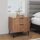 Manhattan Comfort Dumbo Modern 20" Fluted Nightstand in Golden Brown (2-Drawer)