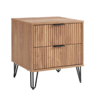 Manhattan Comfort Dumbo Modern 20" Fluted Nightstand in Golden Brown (2-Drawer)