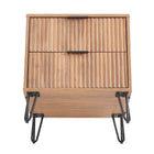 Manhattan Comfort Dumbo Modern 20" Fluted Nightstand in Golden Brown (2-Drawer)