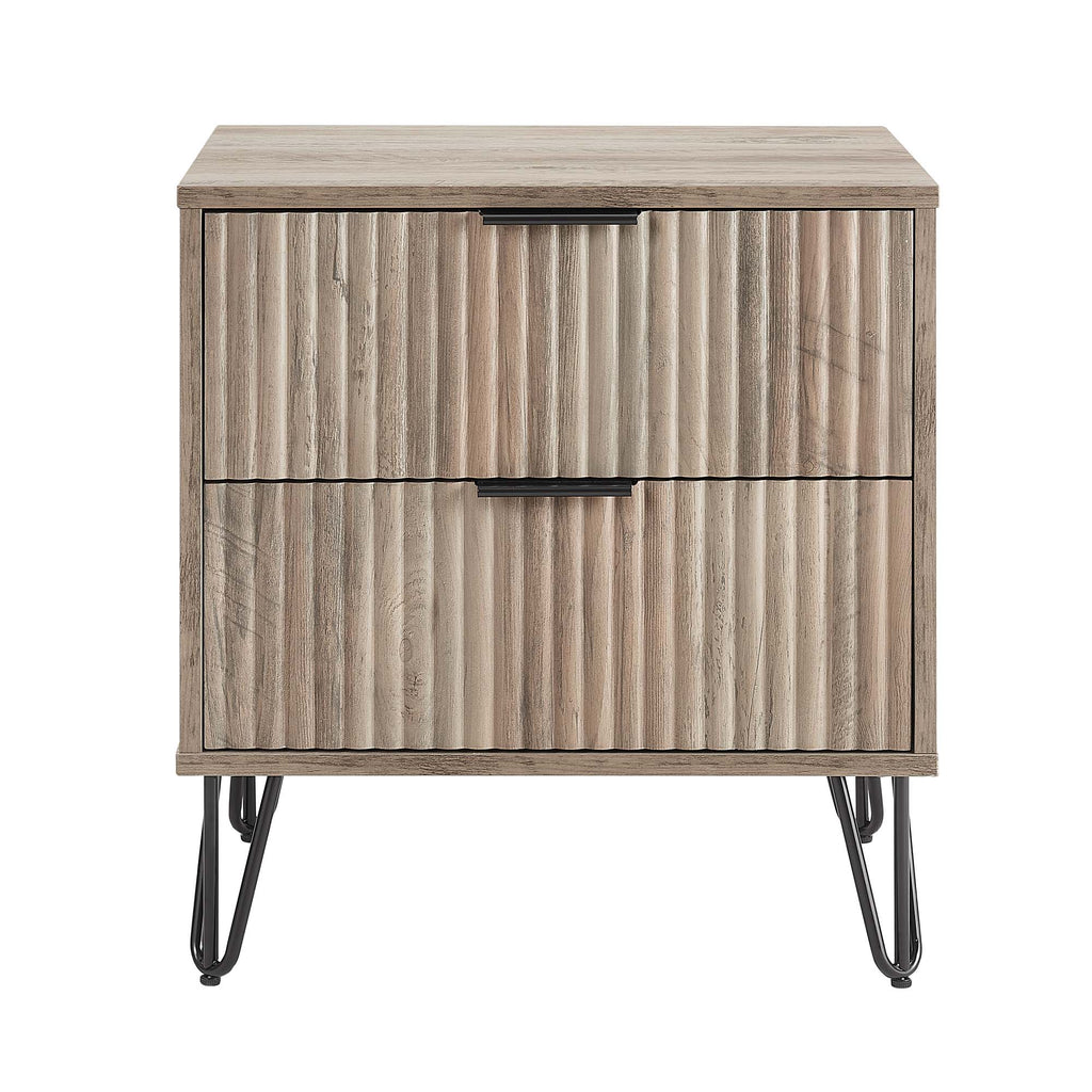 Manhattan Comfort Dumbo Modern 20" Fluted Nightstand in Rustic Gray (2-Drawer)