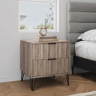 Manhattan Comfort Dumbo Modern 20" Fluted Nightstand in Rustic Gray (2-Drawer)