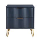 Manhattan Comfort Dumbo Modern 20" Fluted Nightstand in Midnight Blue (2-Drawer)