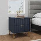 Manhattan Comfort Dumbo Modern 20" Fluted Nightstand in Midnight Blue (2-Drawer)
