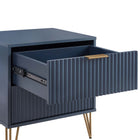 Manhattan Comfort Dumbo Modern 20" Fluted Nightstand in Midnight Blue (2-Drawer)