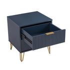Manhattan Comfort Dumbo Modern 20" Fluted Nightstand in Midnight Blue (2-Drawer)