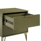 Manhattan Comfort Dumbo Modern 20" Fluted Nightstand in Olive Green (2-Drawer)