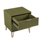 Manhattan Comfort Dumbo Modern 20" Fluted Nightstand in Olive Green (2-Drawer)