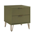 Manhattan Comfort Dumbo Modern 20" Fluted Nightstand in Olive Green (2-Drawer)