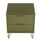Manhattan Comfort Dumbo Modern 20" Fluted Nightstand in Olive Green (2-Drawer)