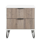 Manhattan Comfort Dumbo Modern 20" Fluted Nightstand in Rustic Gray and White (2-Drawer)