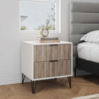 Manhattan Comfort Dumbo Modern 20" Fluted Nightstand in Rustic Gray and White (2-Drawer)