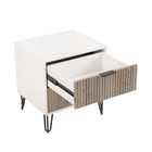 Manhattan Comfort Dumbo Modern 20" Fluted Nightstand in Rustic Gray and White (2-Drawer)