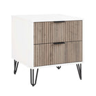 Manhattan Comfort Dumbo Modern 20" Fluted Nightstand in Rustic Gray and White (2-Drawer)
