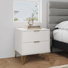 Manhattan Comfort Dumbo Modern 20" Fluted Nightstand in White (2-Drawer)