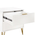 Manhattan Comfort Dumbo Modern 20" Fluted Nightstand in White (2-Drawer)