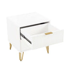 Manhattan Comfort Dumbo Modern 20" Fluted Nightstand in White (2-Drawer)