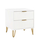 Manhattan Comfort Dumbo Modern 20" Fluted Nightstand in White (2-Drawer)