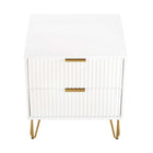 Manhattan Comfort Dumbo Modern 20" Fluted Nightstand in White (2-Drawer)