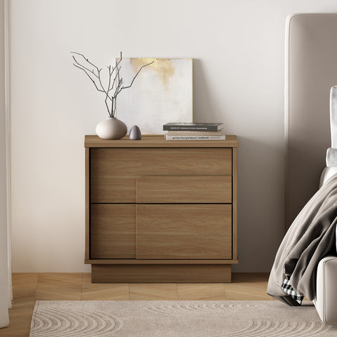 Manhattan Comfort Horizon Modern 22" Nightstand in Maple (2-Drawer)