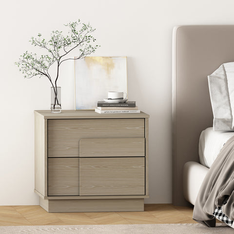 Manhattan Comfort Horizon Modern 22" Nightstand in Whitewashed Oak (2-Drawer)