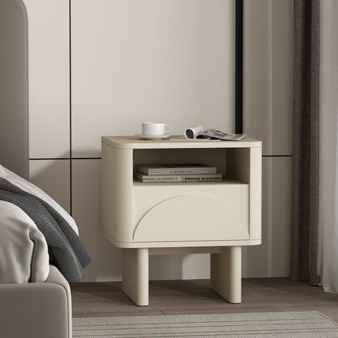 Manhattan Comfort Ella Modern 20" Nightstand in Cream (1-Drawer)
