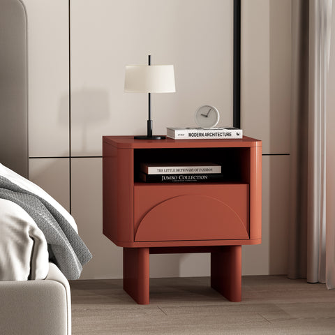 Manhattan Comfort Ella Modern 20" Nightstand in Terracotta (1-Drawer)