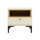 Manhattan Comfort Amara Modern 20" Nightstand in Cream and Light Oak (1-Drawer)