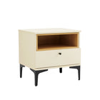 Manhattan Comfort Amara Modern 20" Nightstand in Cream and Light Oak (1-Drawer)