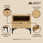 Manhattan Comfort Amara Modern 20" Nightstand in Light Oak (1-Drawer)